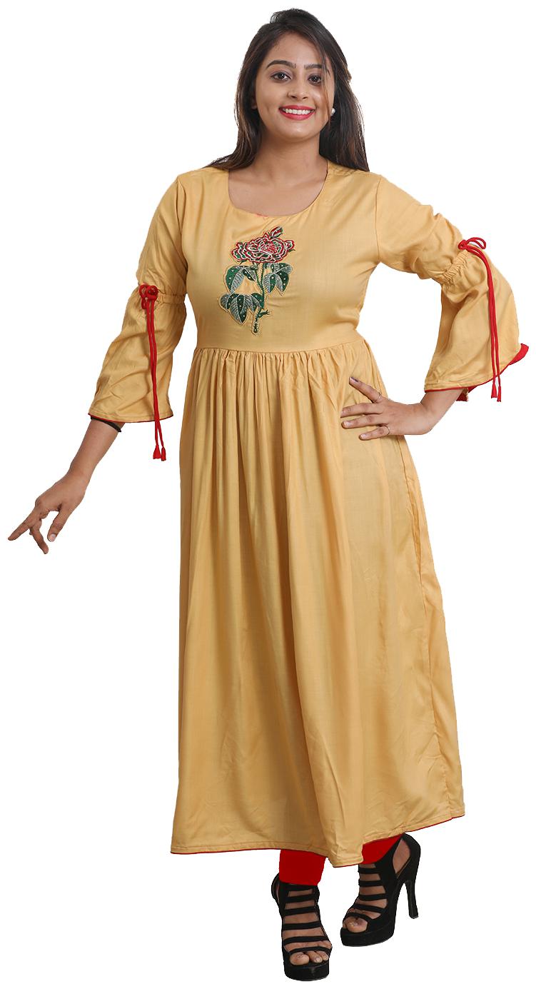 

ZRI Women Cream Embroidered Anarkali Kurta