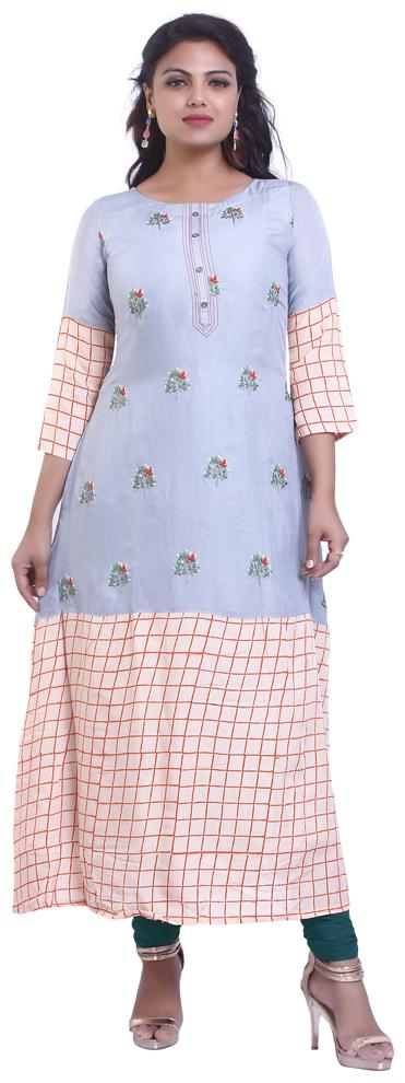 

ZRI Rayon Embroidered Multi Color Kurta For Women