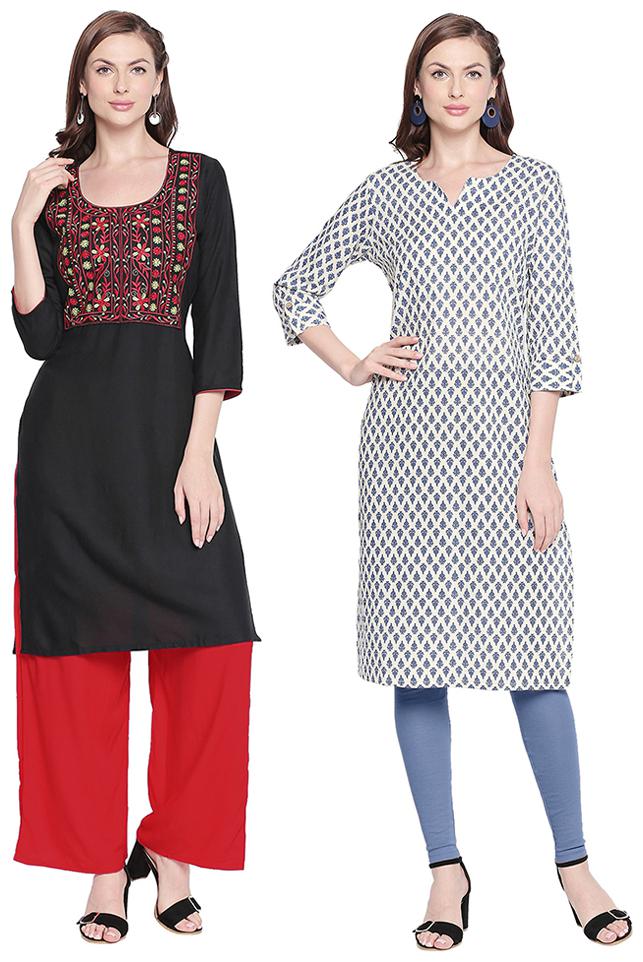 

ZRI Women Multi Embroidered Straight Kurta