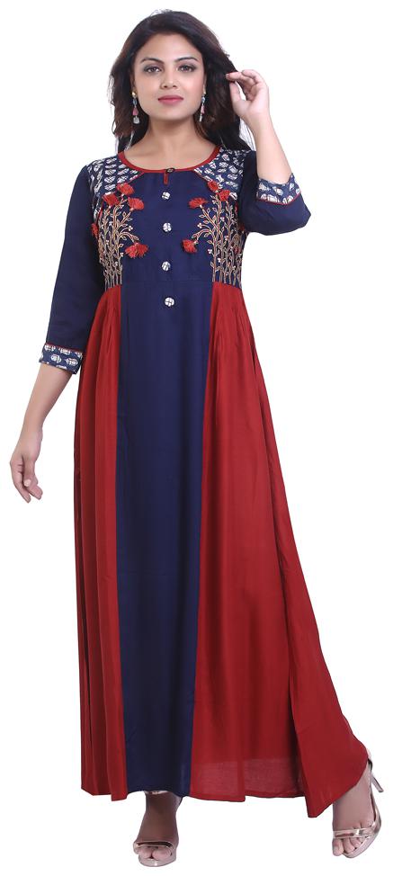

ZRI Women Blue Embroidered Anarkali Kurta