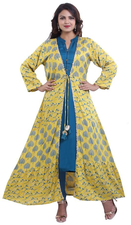 

ZRI Women Yellow Printed Straight Kurta