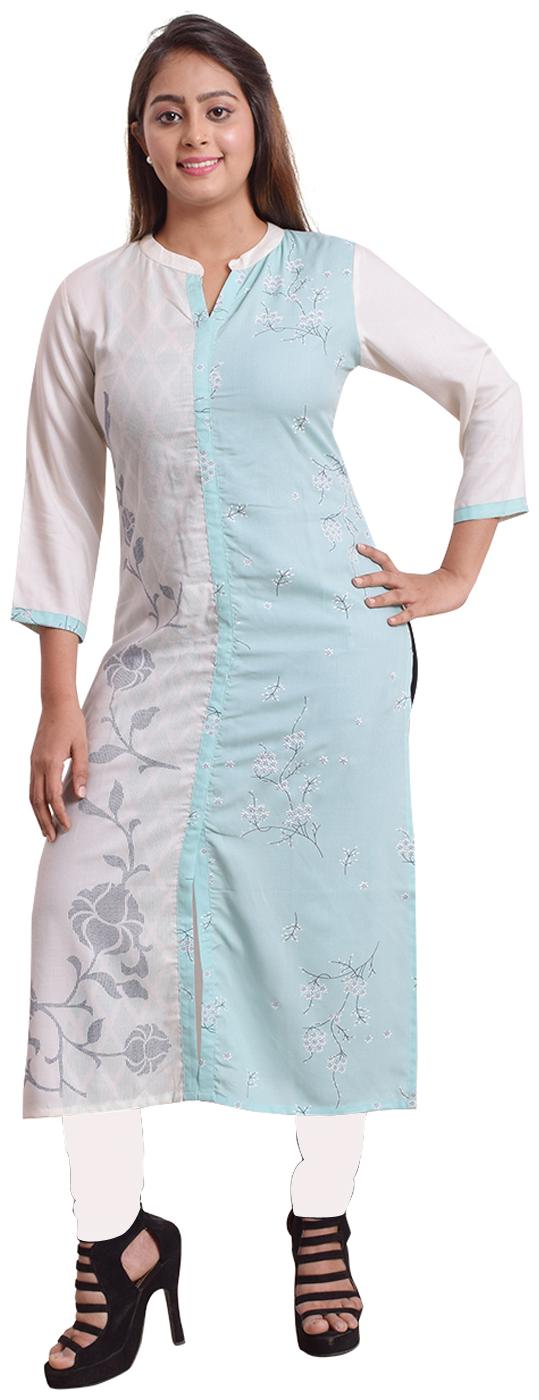 

ZRI Women Blue Printed Straight Kurta