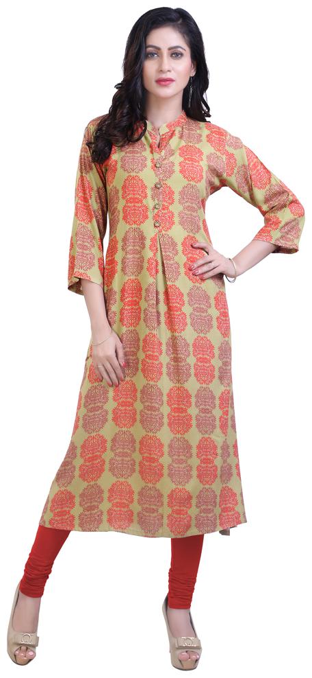 

ZRI Women Green Printed Straight Kurta
