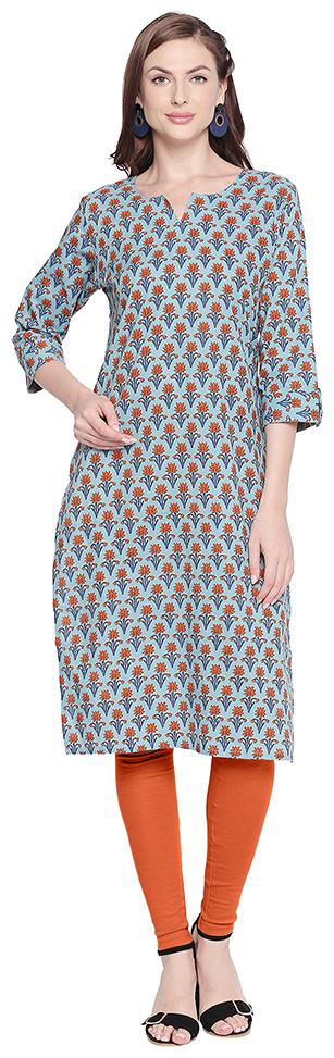 

ZRI Women Blue Printed Regular Kurta