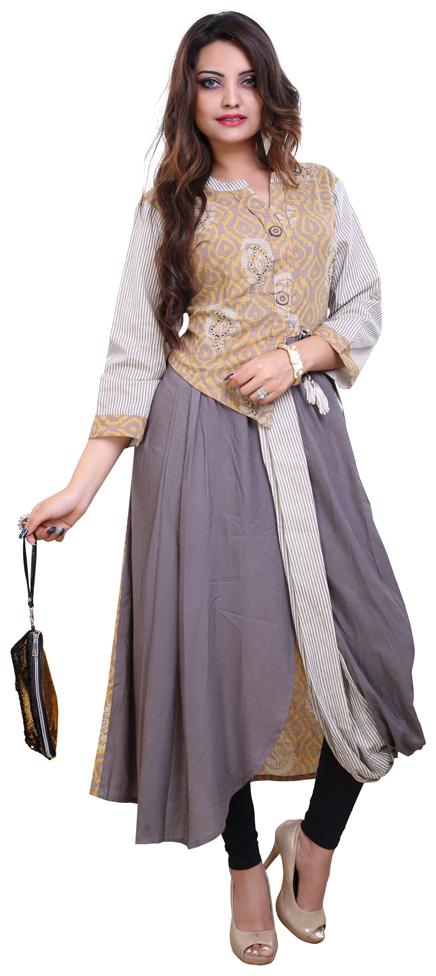 

ZRI Women Multi Printed Assymetrical Kurta