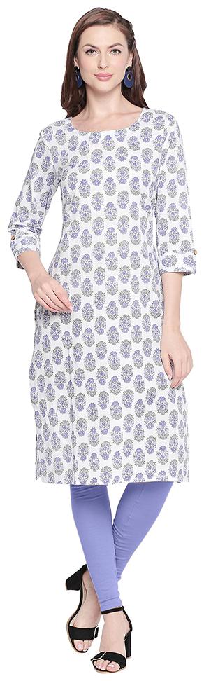 

ZRI Women White Printed Regular Kurta