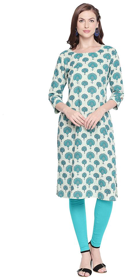 

ZRI Women Green Printed Regular Kurta
