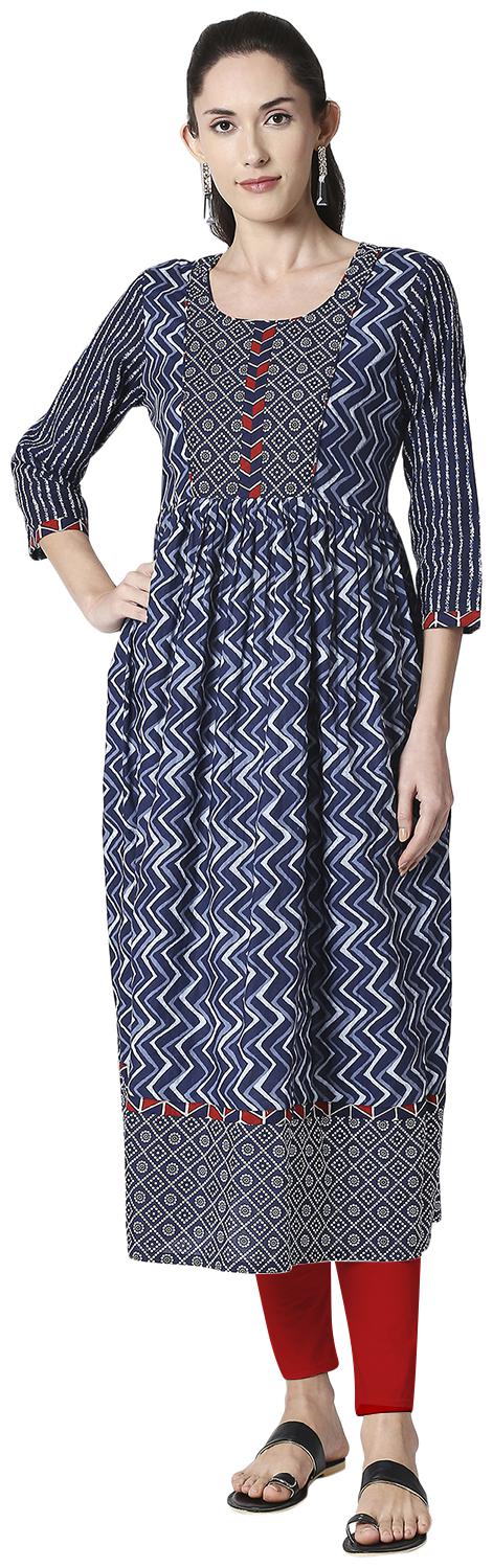 

ZRI Women Blue Geometric Anarkali Kurti