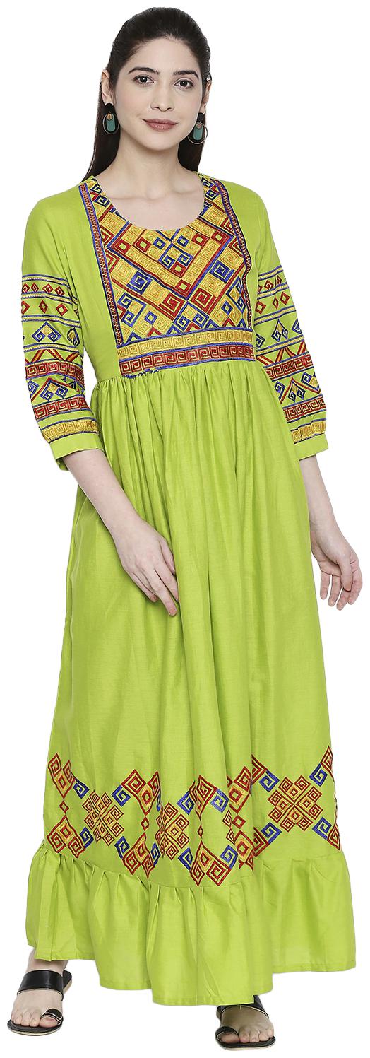 

ZRI Women Green Embroidered Anarkali Kurti