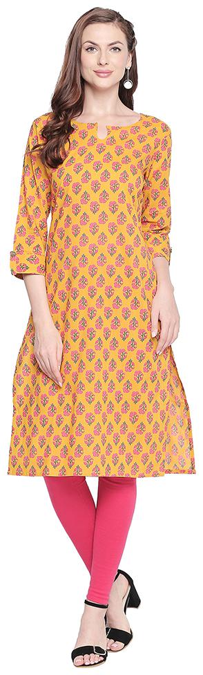 

ZRI Women Yellow Printed Regular Kurta