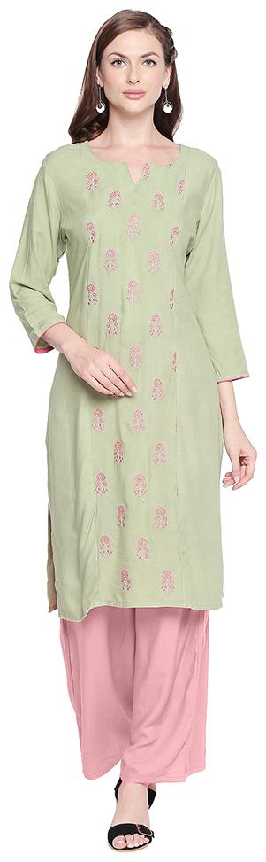 

ZRI Women Green Embroidered Regular Kurta