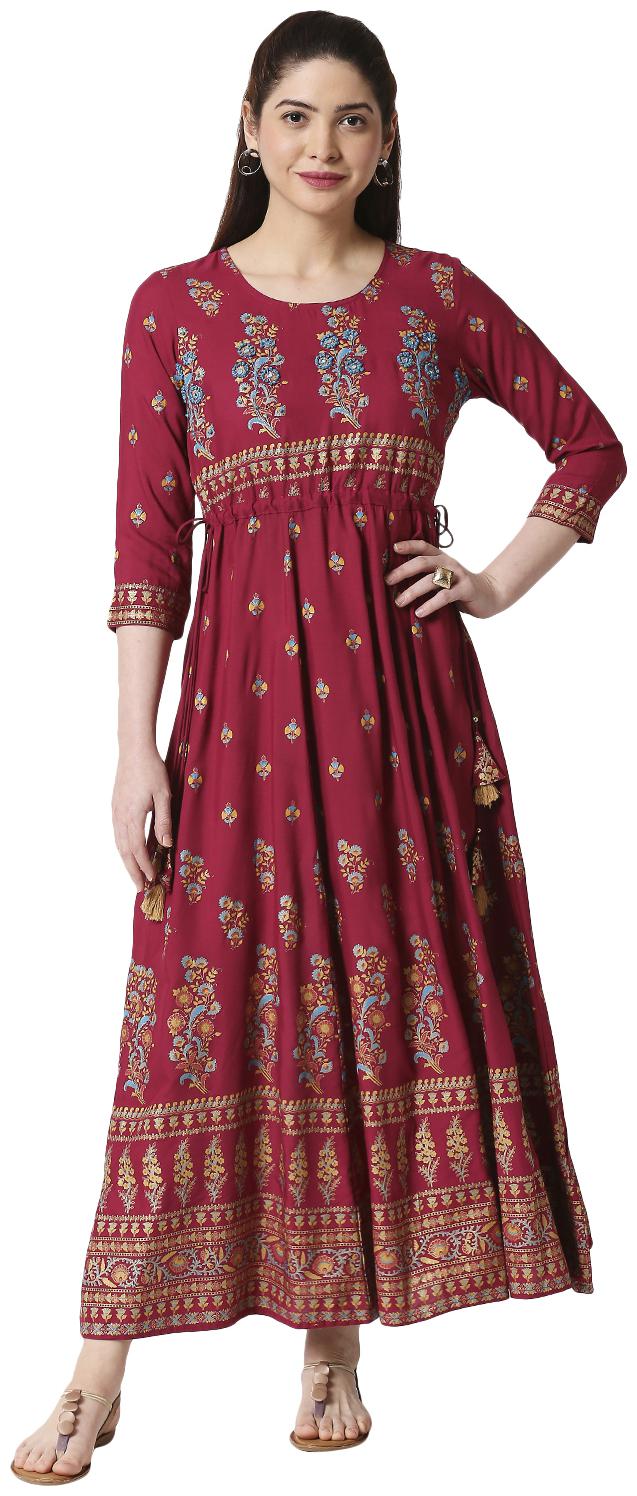 

ZRI Women Purple Embroidered Anarkali Kurta