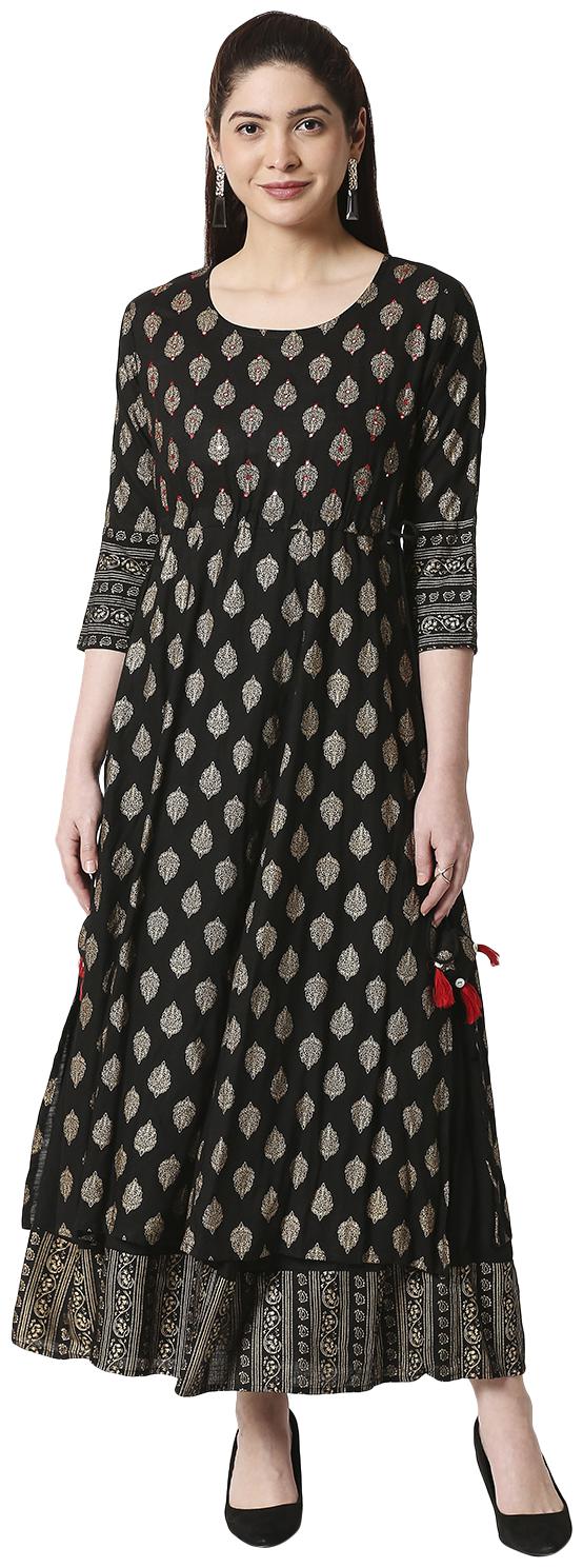 

ZRI Women Black Printed Anarkali Kurta
