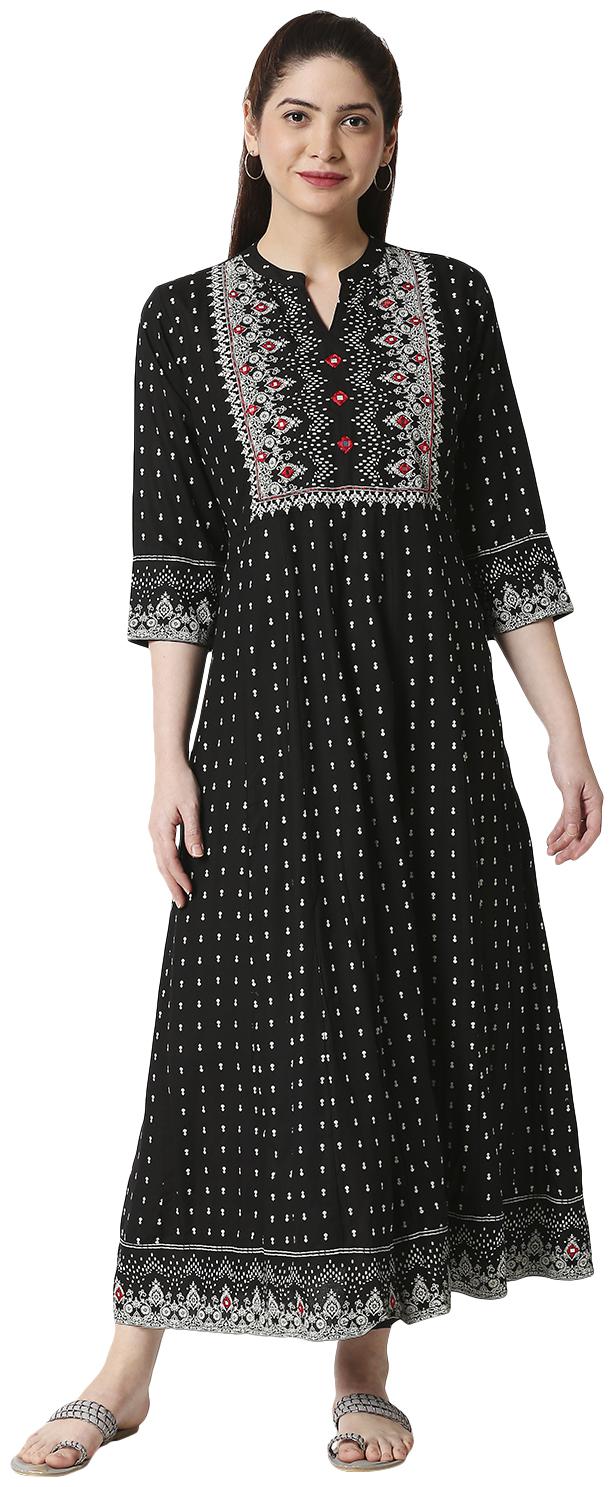 

ZRI Women Black Embroidered Anarkali Kurta