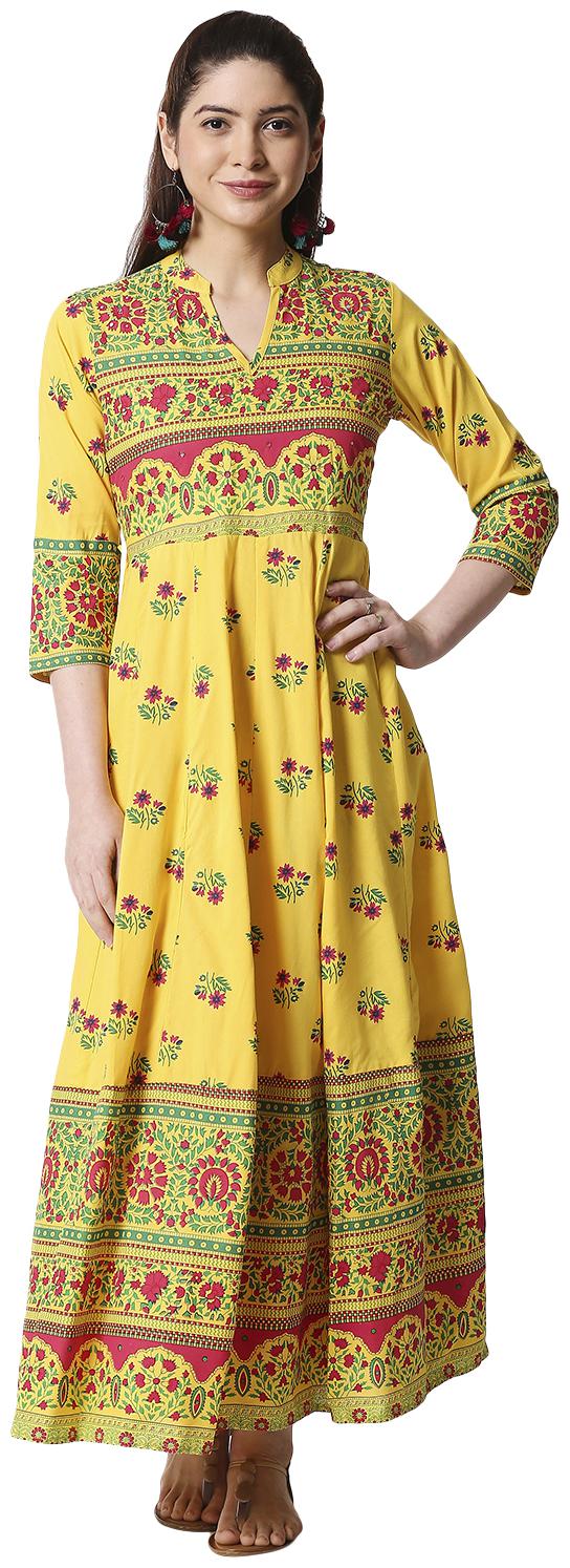 

ZRI Women Yellow Printed Anarkali Kurta