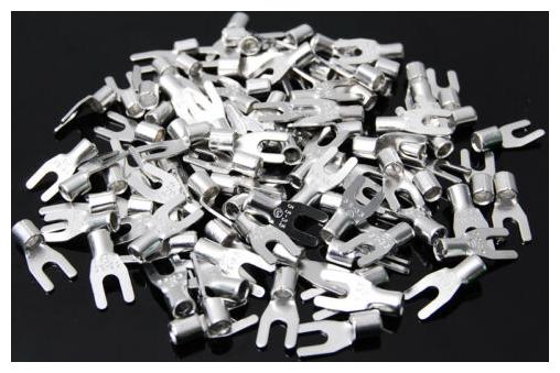 100 Spade Fork Terminal Connector Non-Insulated Uninsulated 12-10GA AWG Gauge #6