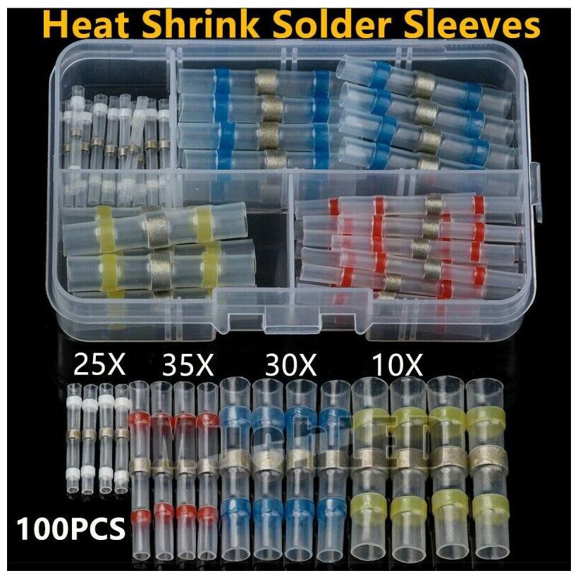 10X 16-14AWG Waterproof Solder Sleeve Heat Shrink Butt Wire Splice Connector RS