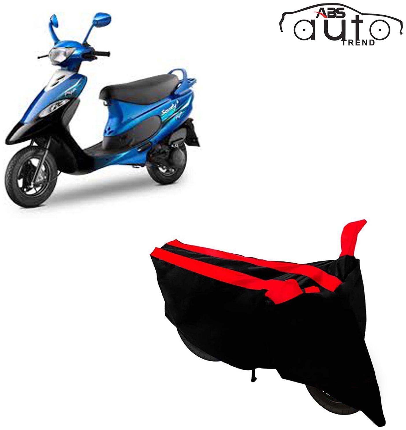 

ABS AUTO TREND Two-Wheeler Body Cover for Tvs Scooty Pep Plus ( Black and Red )