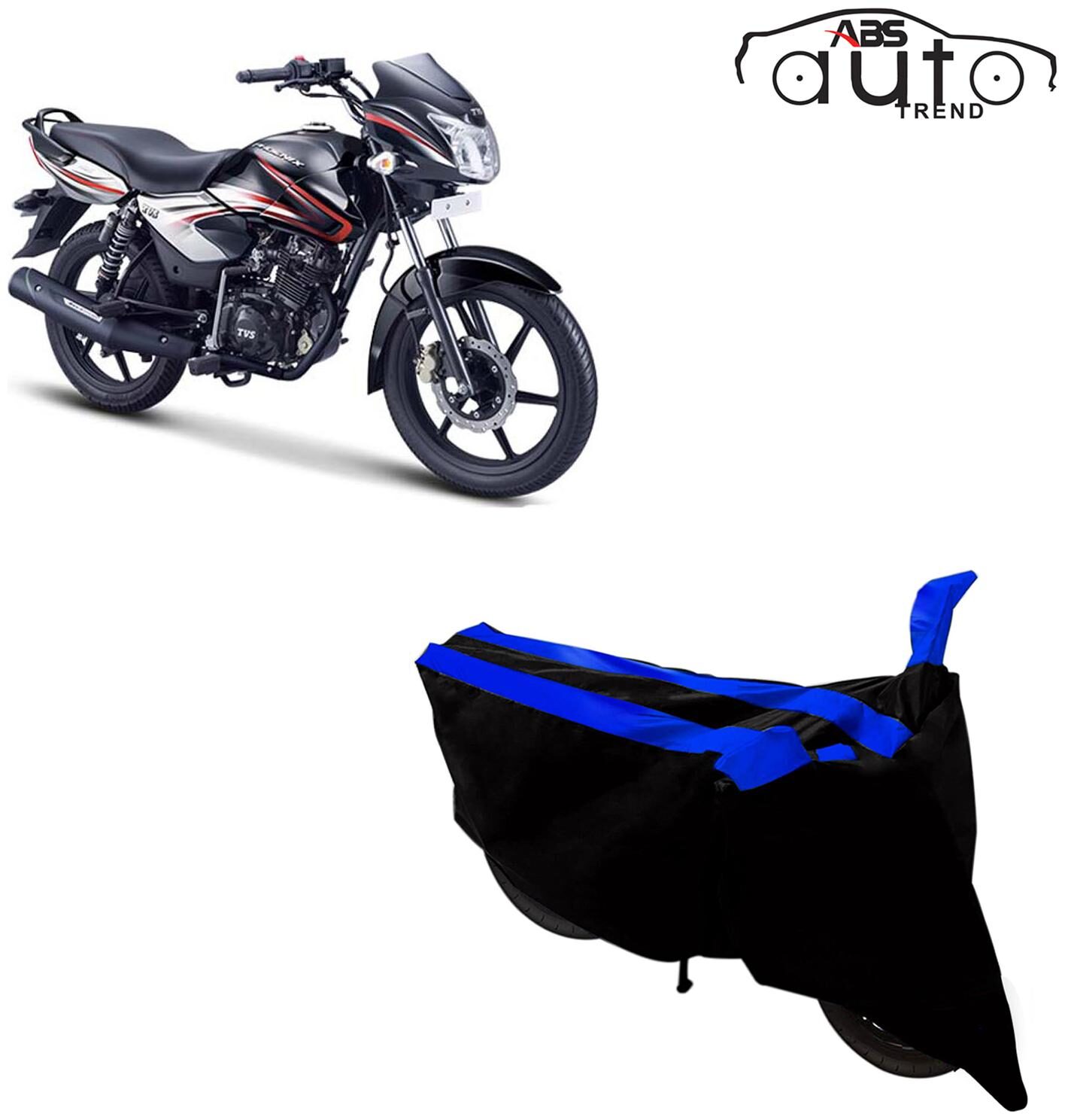 

ABS AUTO TREND Two-Wheeler Body Cover for Tvs Phoenix ( 2 Strip Black and Blue )
