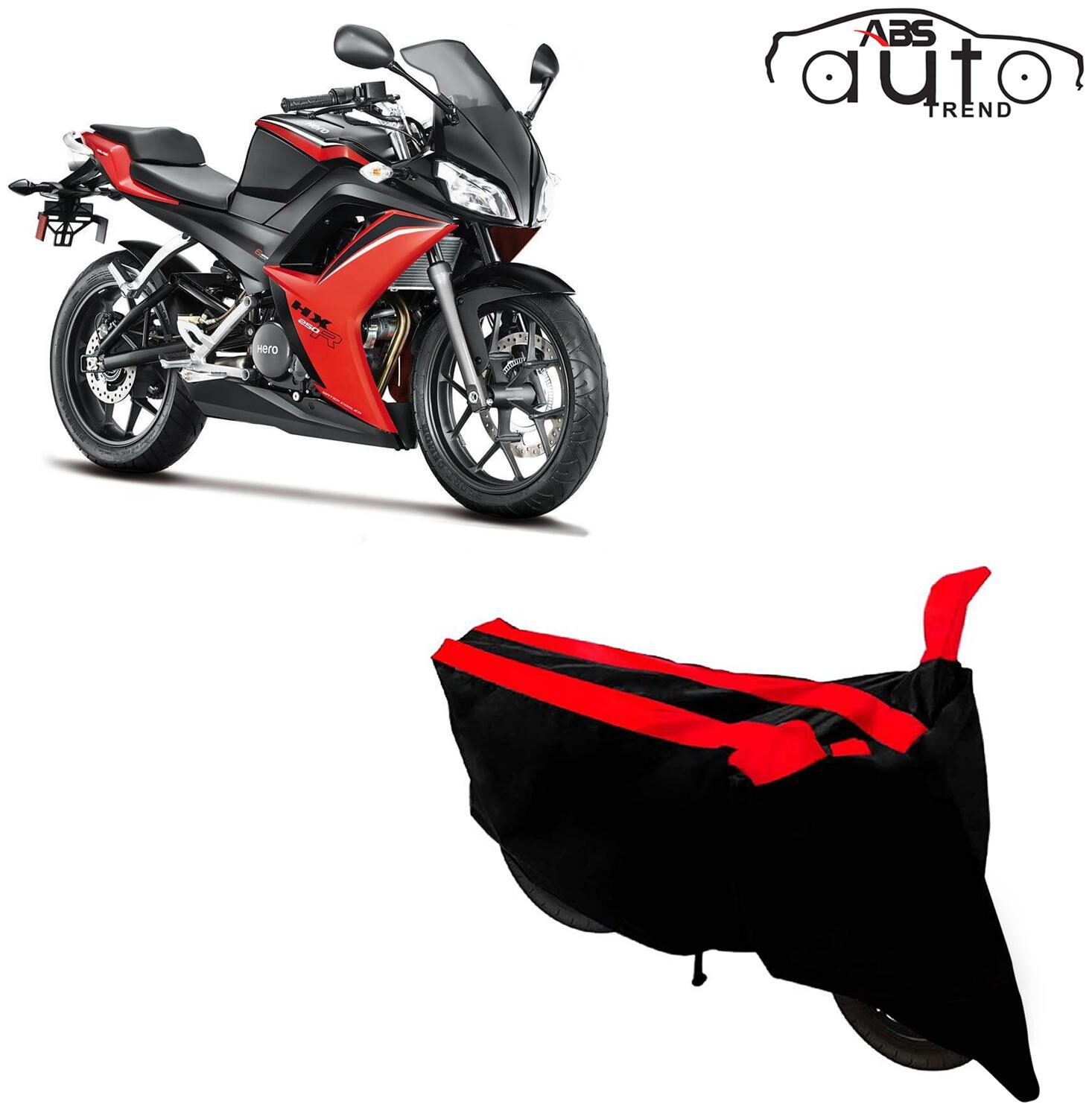 

ABS AUTO TREND Two-Wheeler Body Cover for Hero Hx 250R ( Black and Red )
