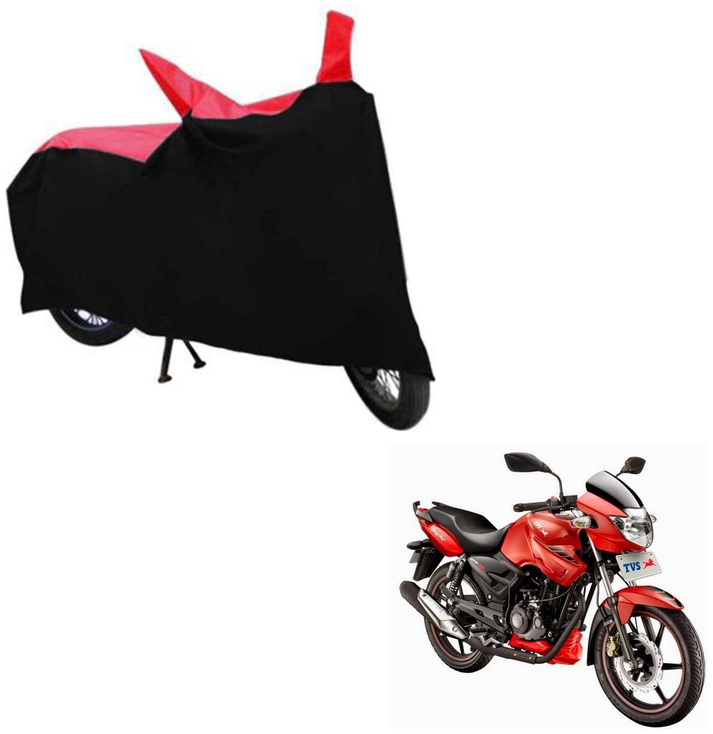 

ABS AUTO TREND TWO WHEELER BODY COVER FOR TVS APACHE RTR 160 (Black and Red)