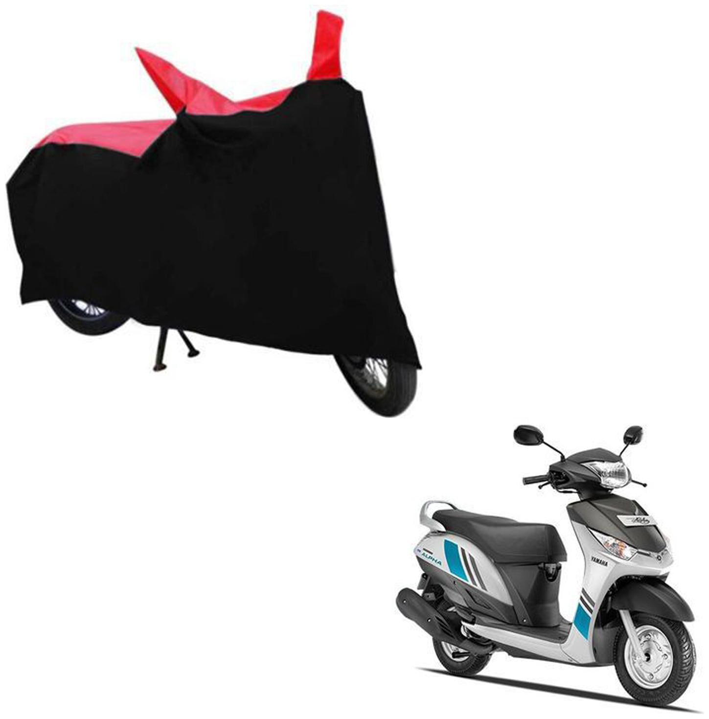 

ABS AUTO TREND TWO WHEELER BODY COVER FOR YAMAHA ALPHA (Black and Red)