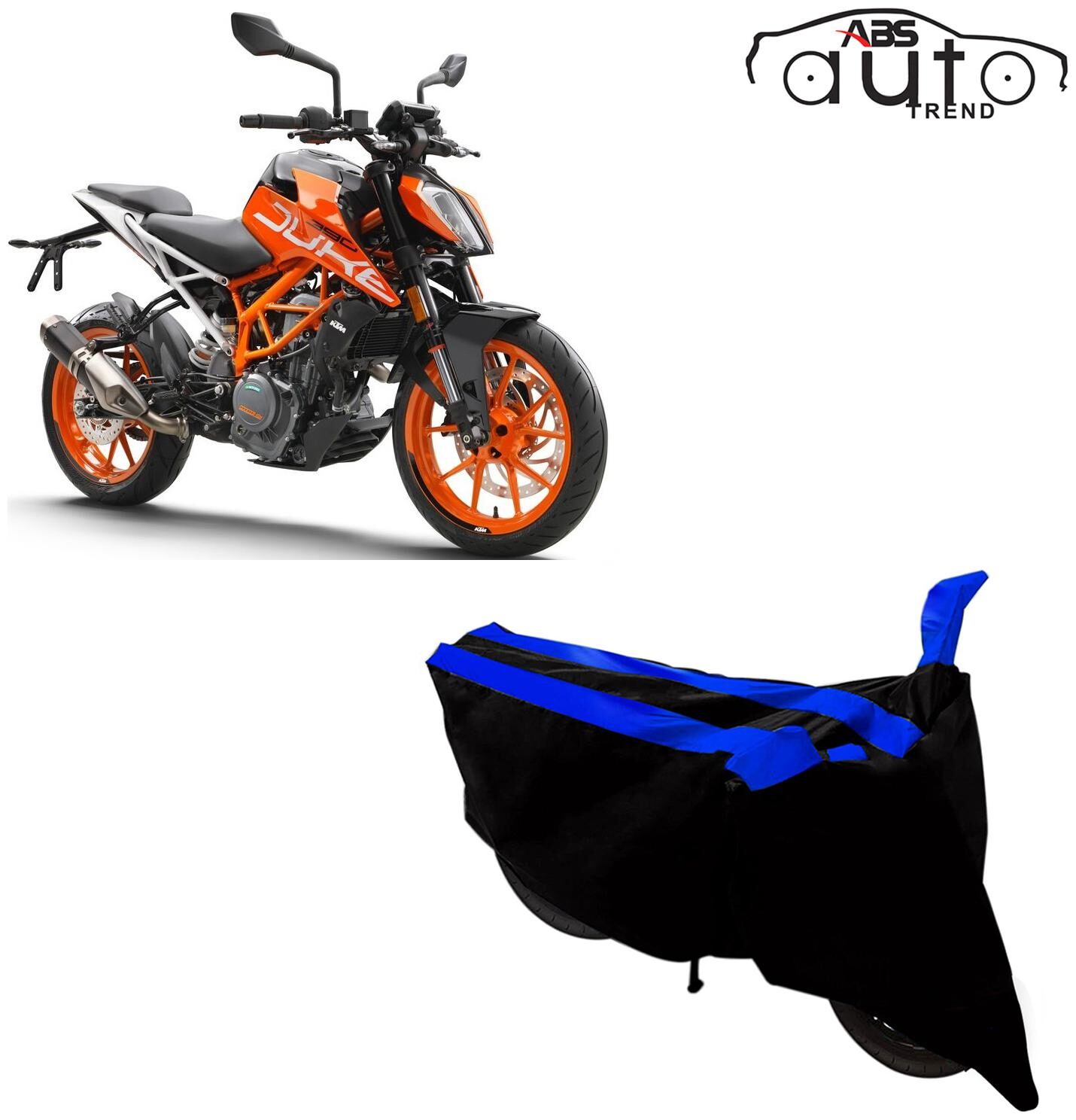 

ABS AUTO TREND Two-Wheeler Body Cover for Ktm 390 Duke ( 2 Strip Black and Blue )
