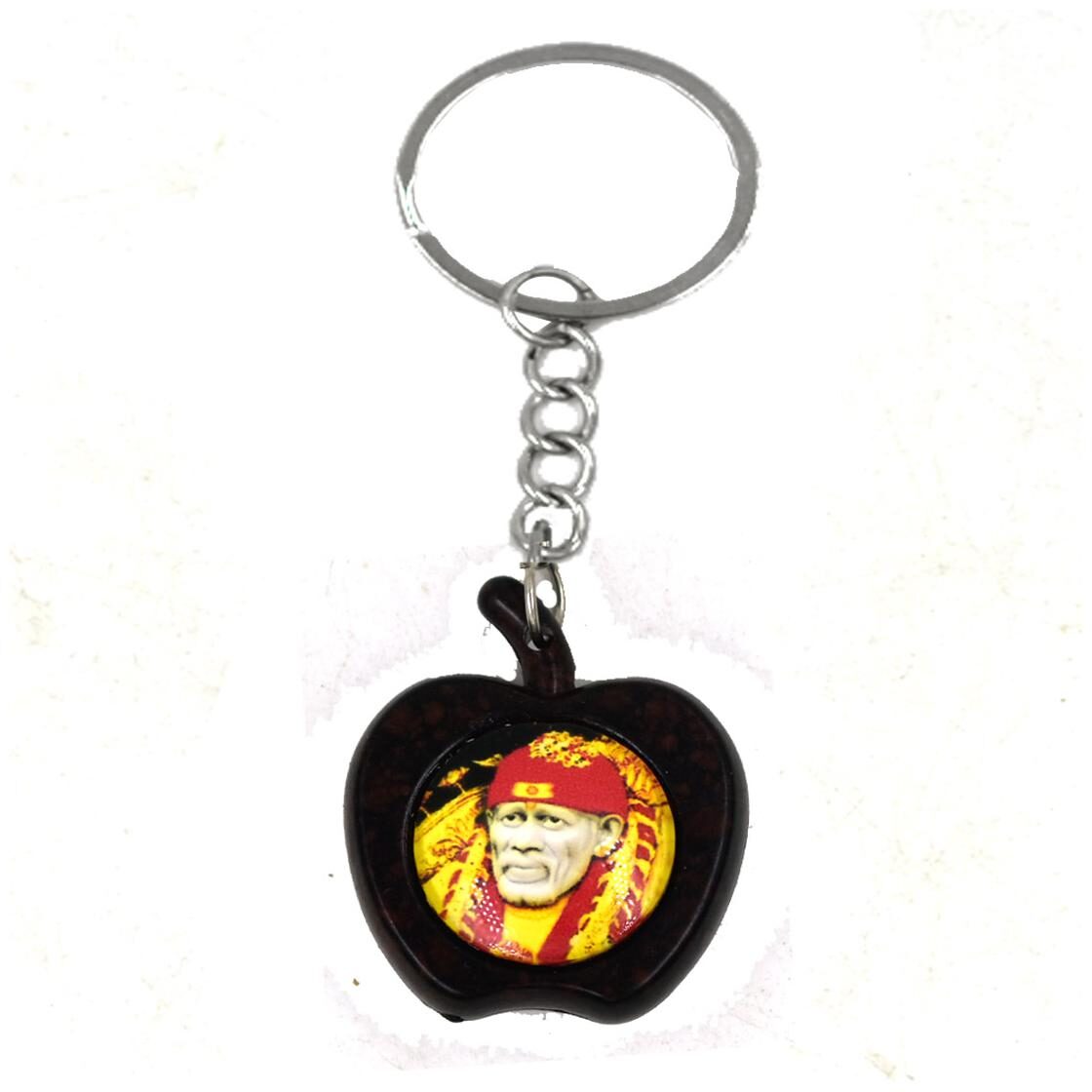 

AFH Lord Sai Baba Double Sided Apple Design Decorative Key Chain for Gifiting