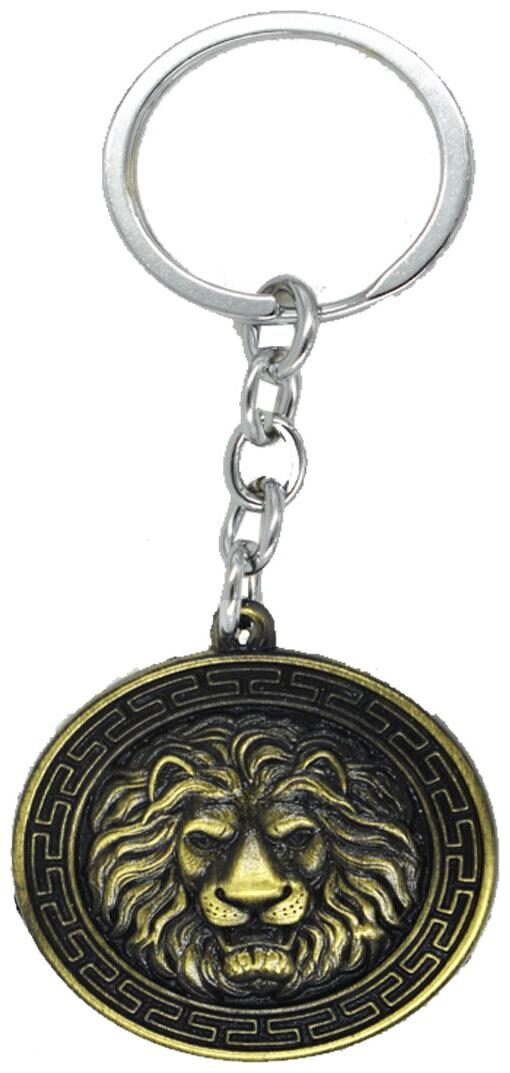 

AFH Round Shape Lion Head Stainless Steel Golden Color Quality Decorative Key Chain for Gifting