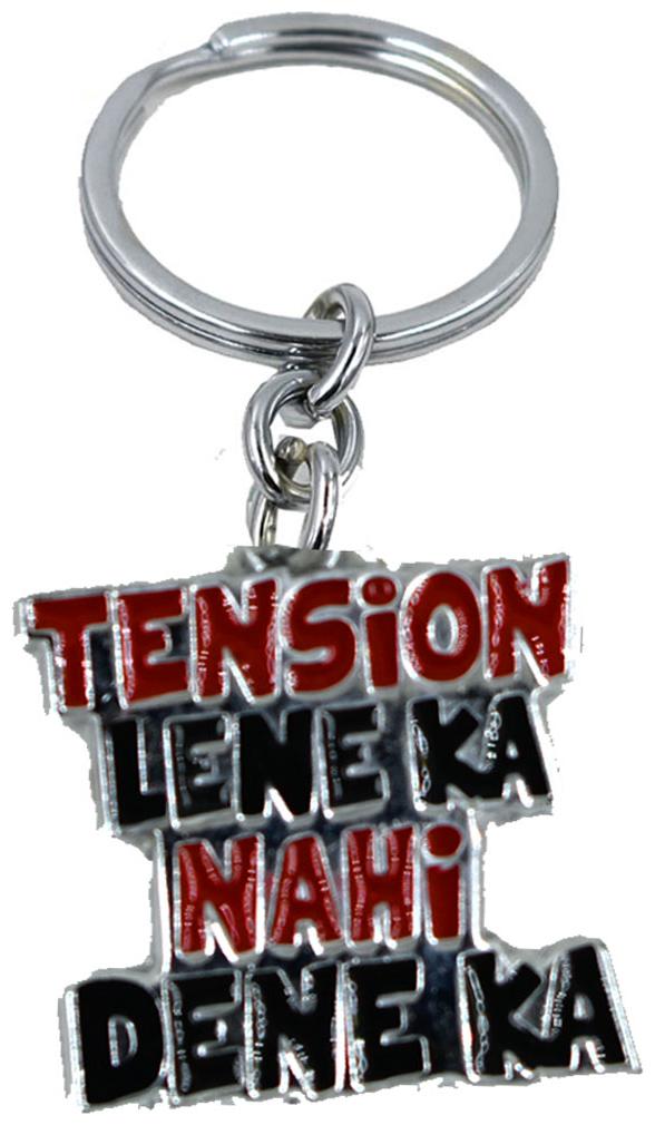 

AFH Tension Lene Ka Nahi Dene Ka Stainless Steel Plated Decorative Key Chain for Gifiting