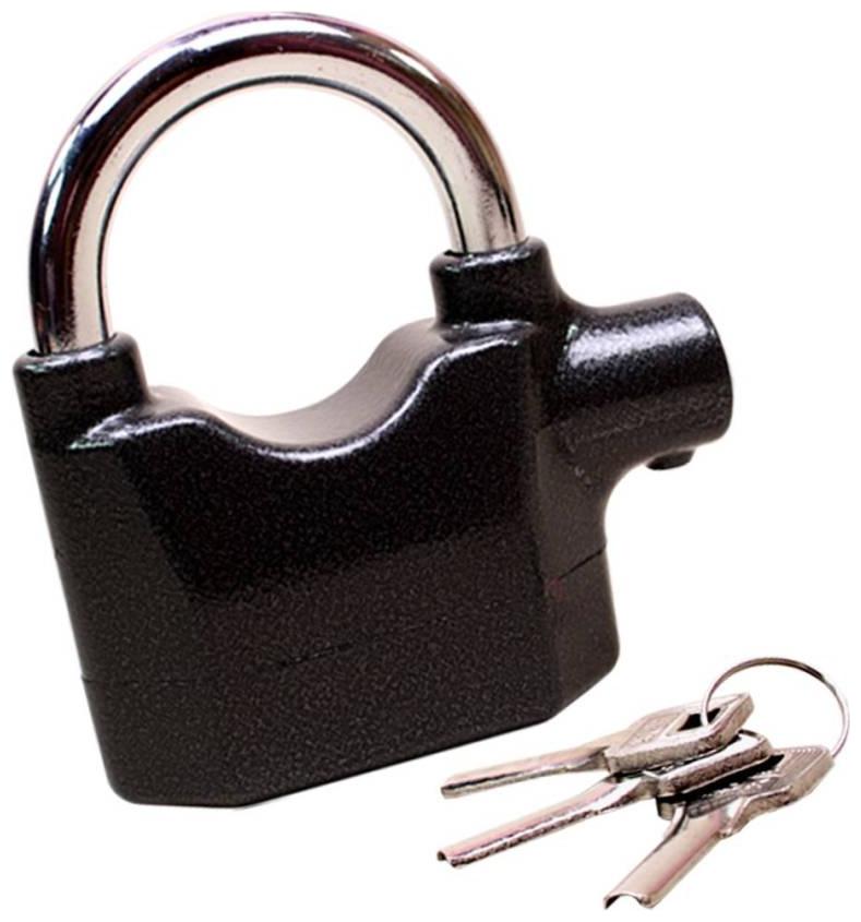 

Alarm Padlock for Bicycle Motorcycle Door Gate Bike Shed Bolt Chain 110db Siren Safety Lock (Black) Safety Lock