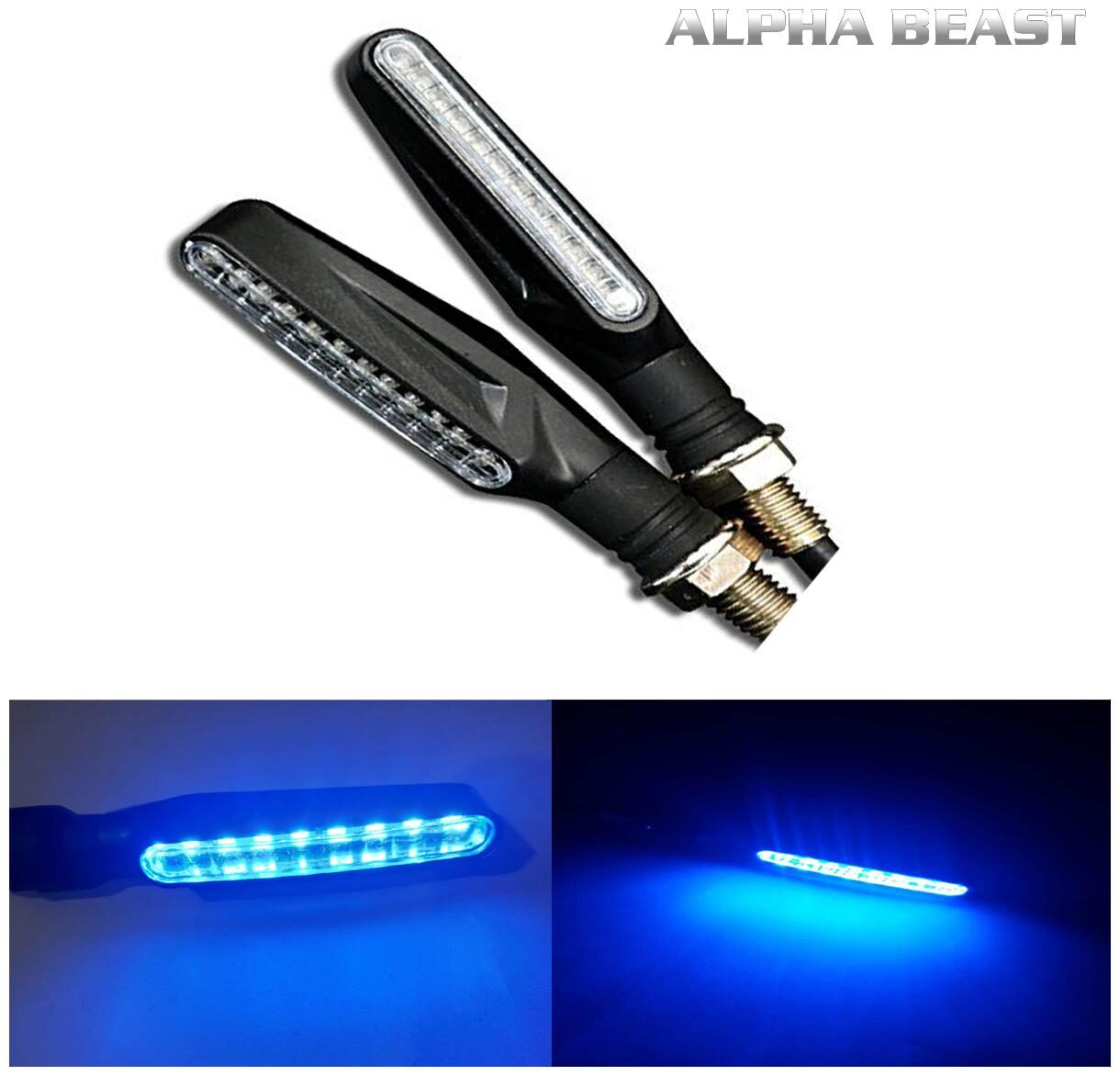 

ALPHA BEAST KTM Style Sleek Blue Led Turn Signal Indicator Motorcycle DRL Turn Signal Light Pack of 2 (Blue)