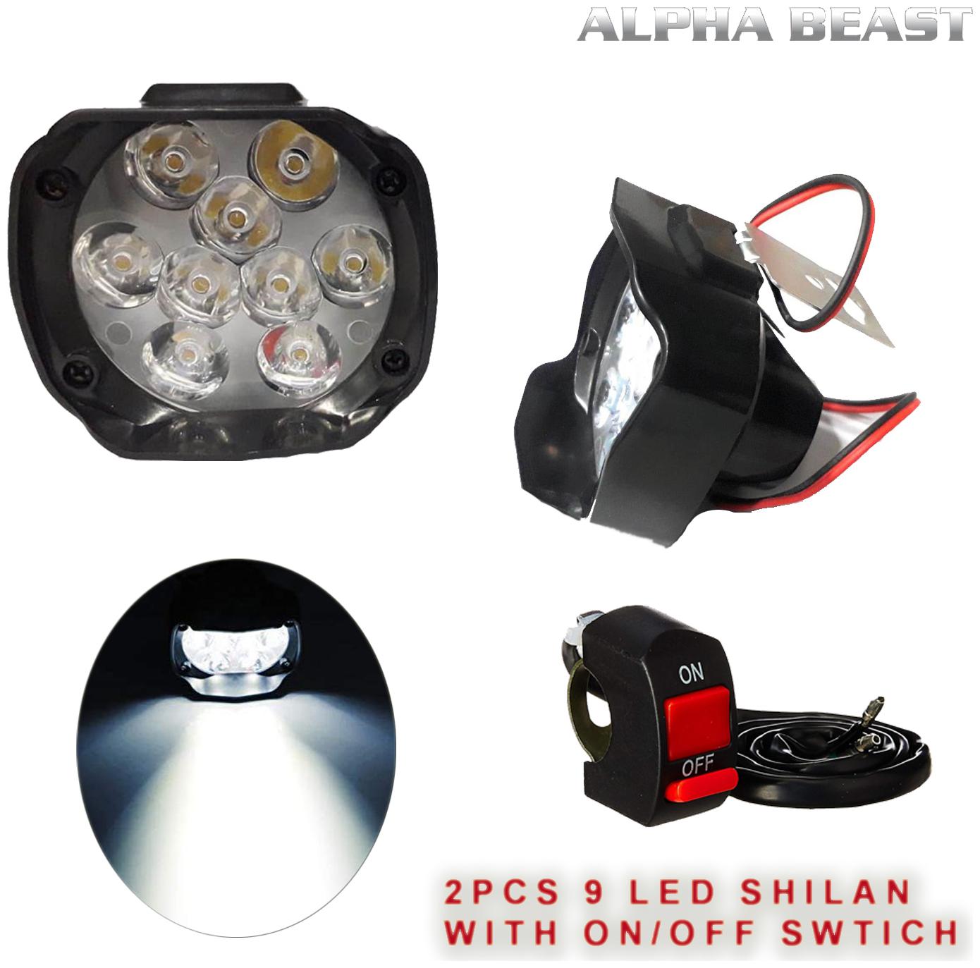 

ALPHA BEAST 15W 9 Led Shilan Fog Light 2 pcs with Swtich(On Off) for TVS Apache RTR 250