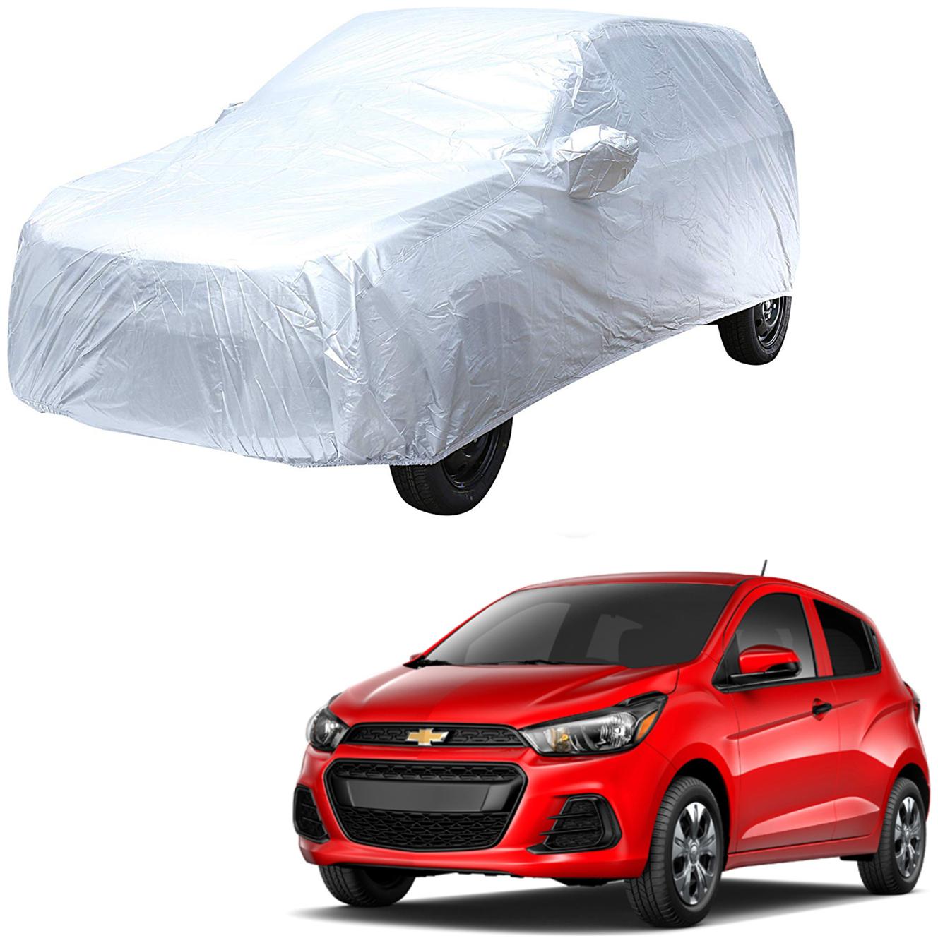 

AutoRetail Chevrolet Spark Silver Matty Car Body Cover For 2008 Model (Mirror Pocket Triple Stiched)