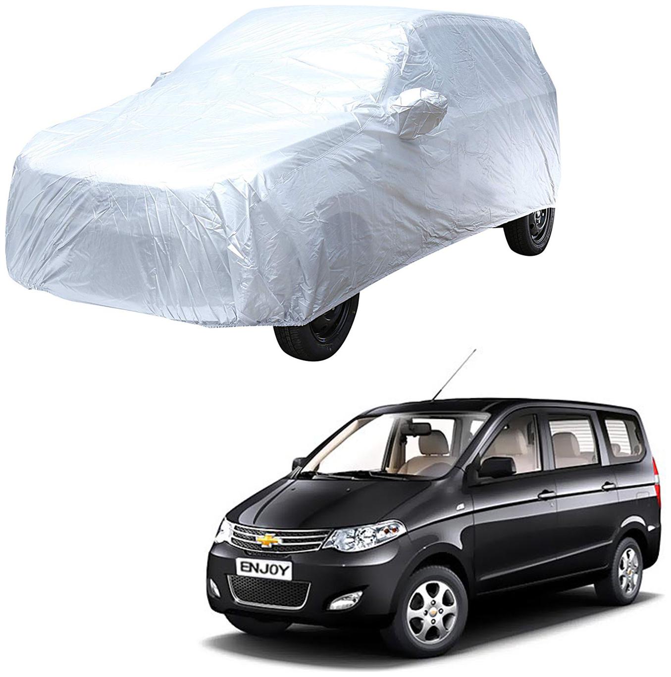 

AutoRetail Chevrolet ENJOY Silver Matty Car Body Cover for 2013 Model (Mirror Pocket Triple Stiched)