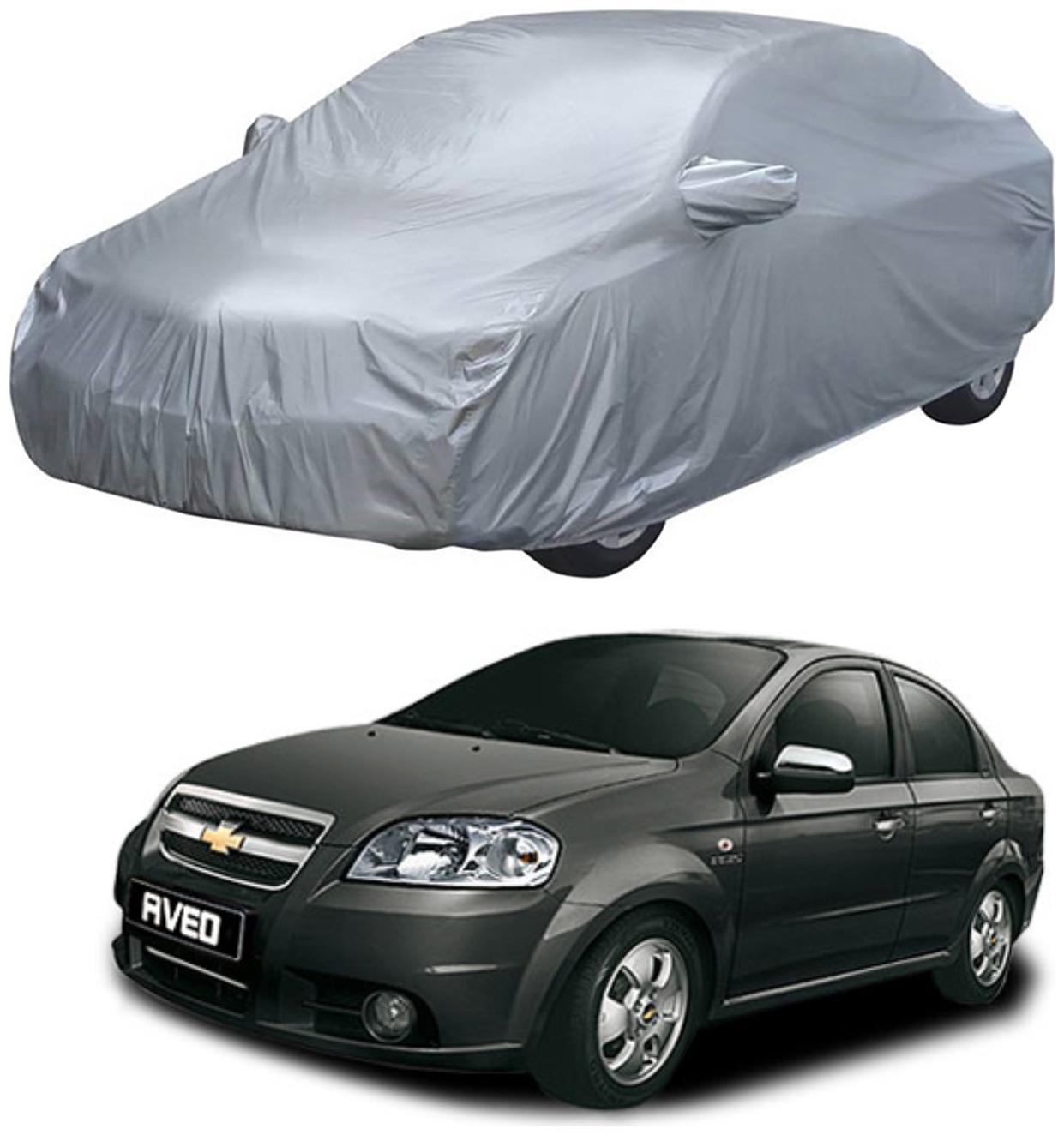 

AutoRetail Chevrolet AVEO Silver Matty Car Body Cover for 2014 Model (Mirror Pocket Triple Stiched)