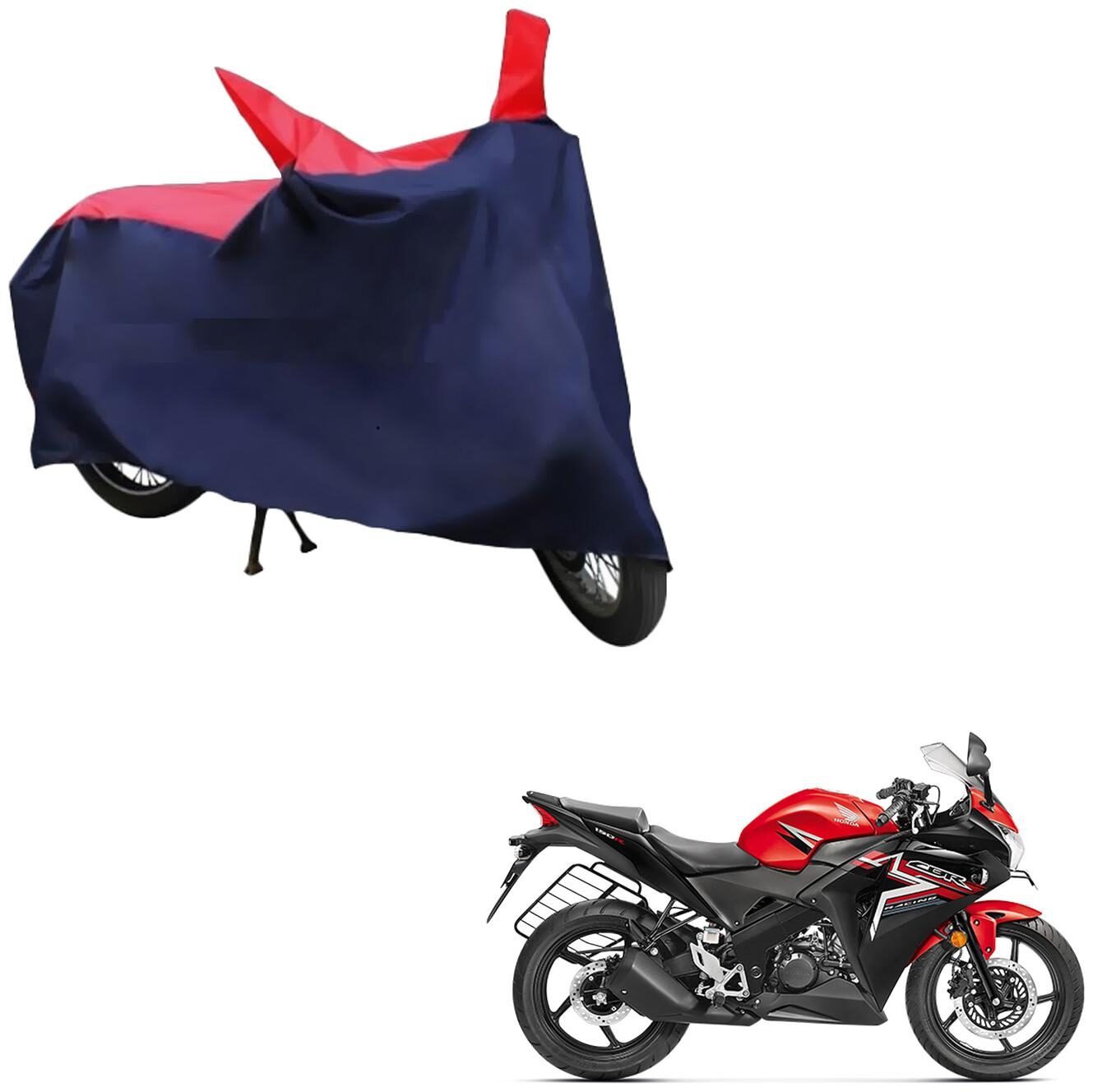 

AutoRetail Dust Proof Two Wheeler Polyster Cover for Honda CBR 150R (Mirror Pocket Red and Blue Color)