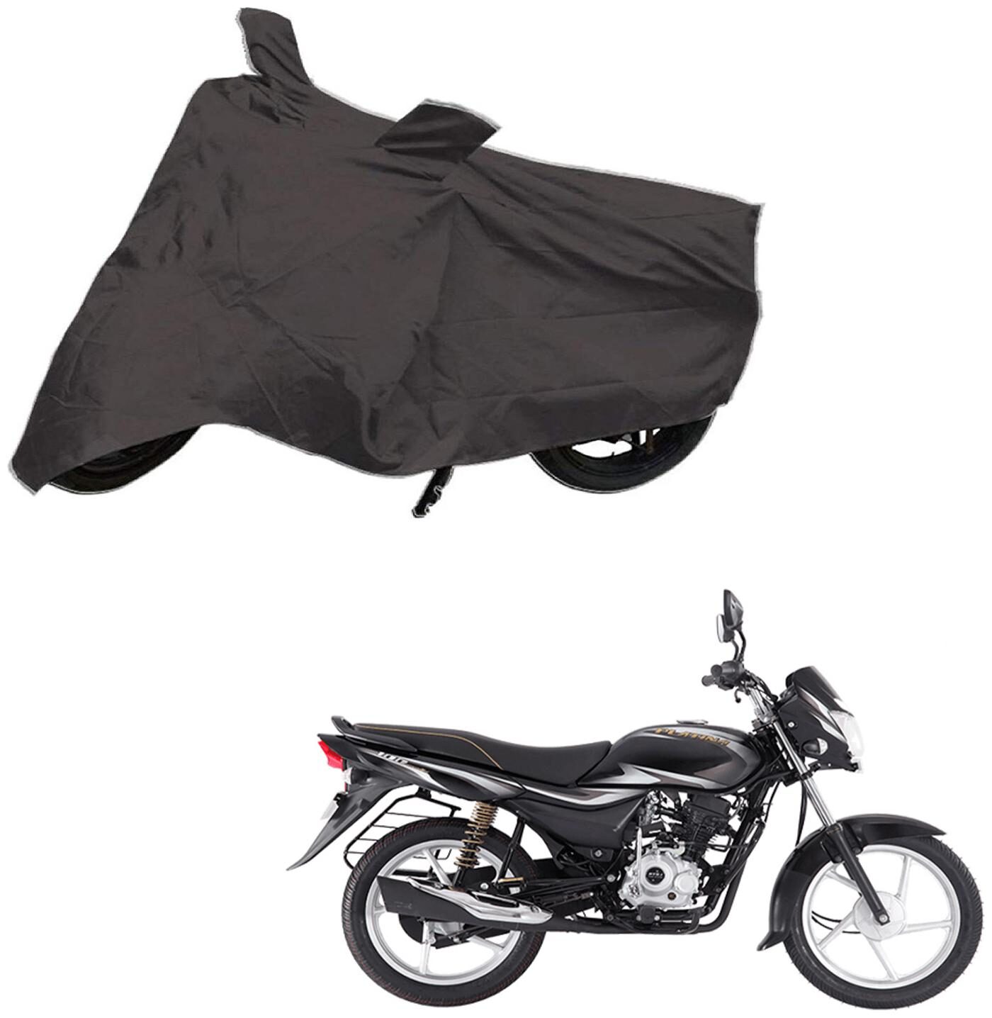 

AutoRetail Dust Proof Two Wheeler Polyster Cover for Bajaj Platina 100 Es (Mirror Pocket Grey Color)