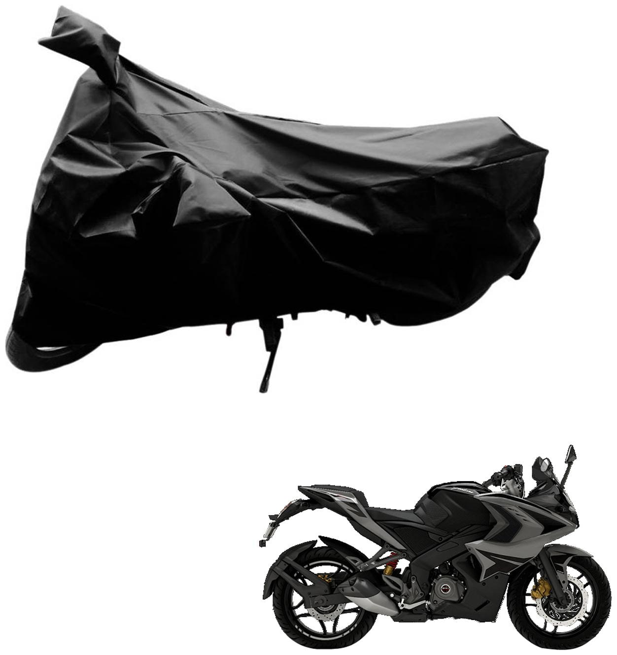 

AutoRetail Dust Proof Two Wheeler Polyster Cover for Bajaj Pulsar RS 200 STD (Mirror Pocket Black Color)