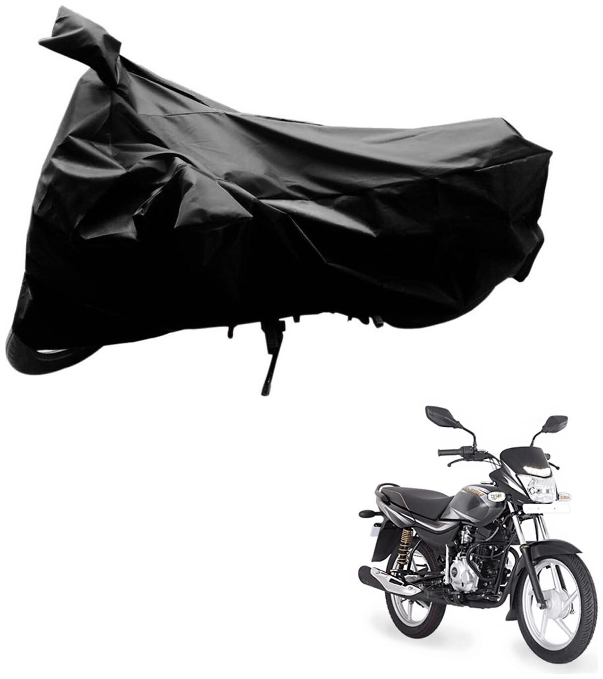 

AutoRetail Dust Proof Two Wheeler Polyster Cover for Bajaj Platina (Mirror Pocket Black Color)