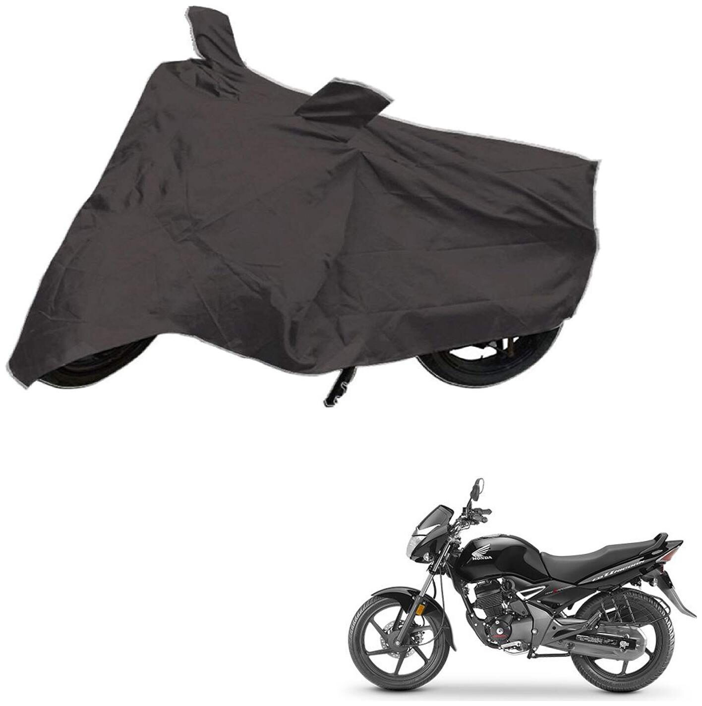 

AutoRetail Dust Proof Two Wheeler Polyster Cover for Honda CB Unicorn (Mirror Pocket Grey Color)
