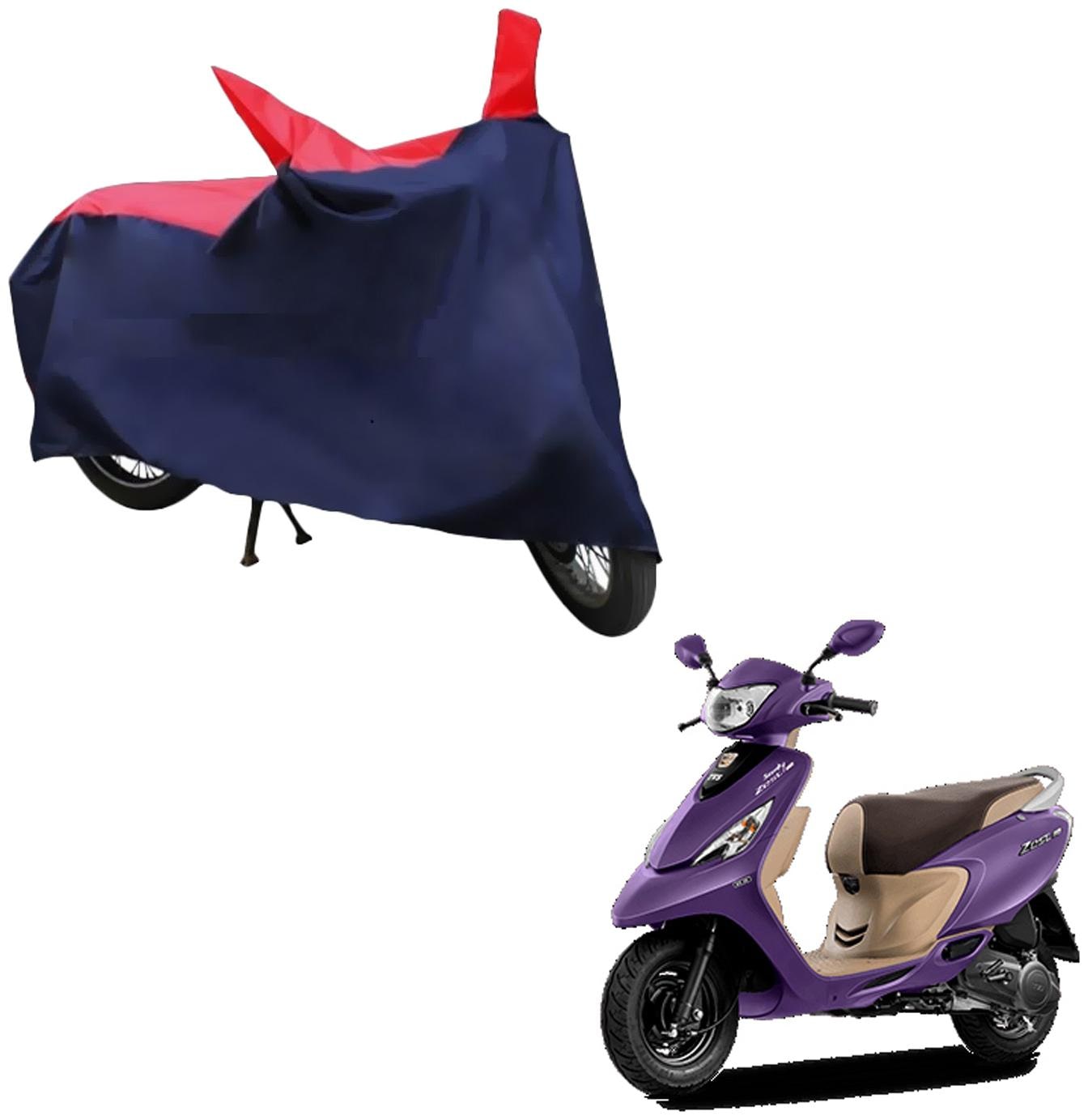 

AutoRetail Dust Proof Two Wheeler Polyster Cover for TVS Zest 110 (Mirror Pocket Red and Blue Color)