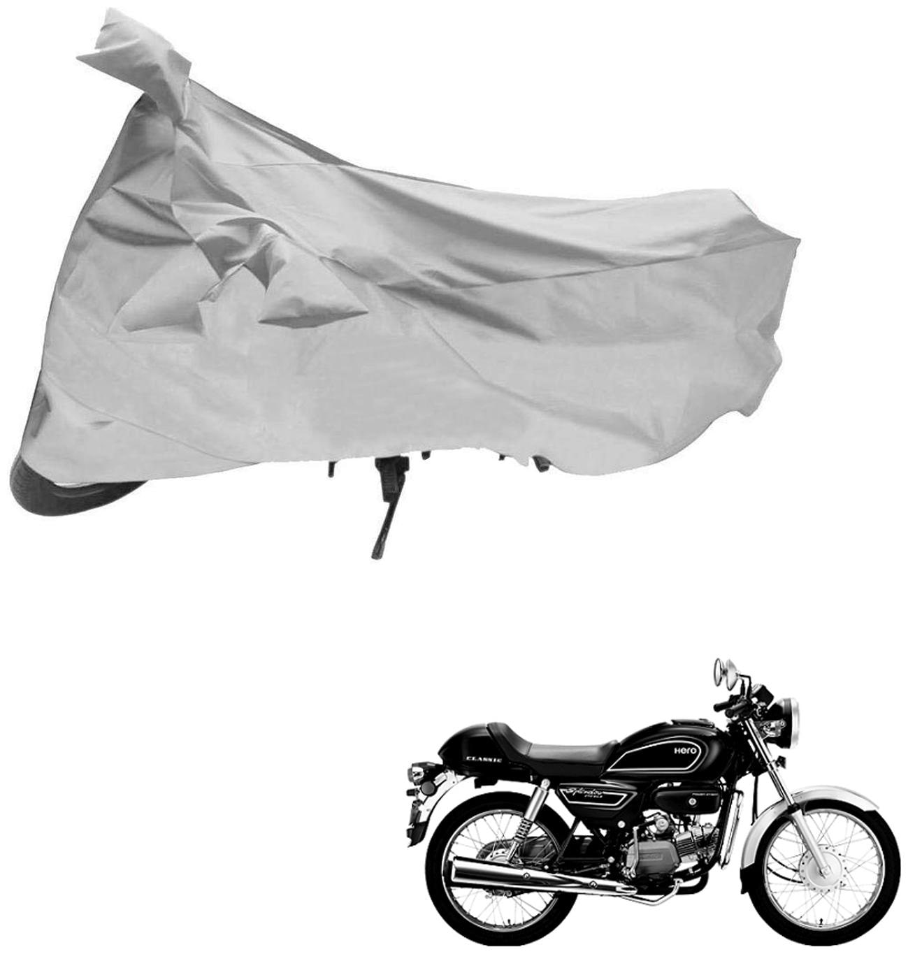 

AutoRetail Dust Proof Two Wheeler Polyster Cover for Hero Splendor Pro Classic (Mirror Pocket Silver Color)