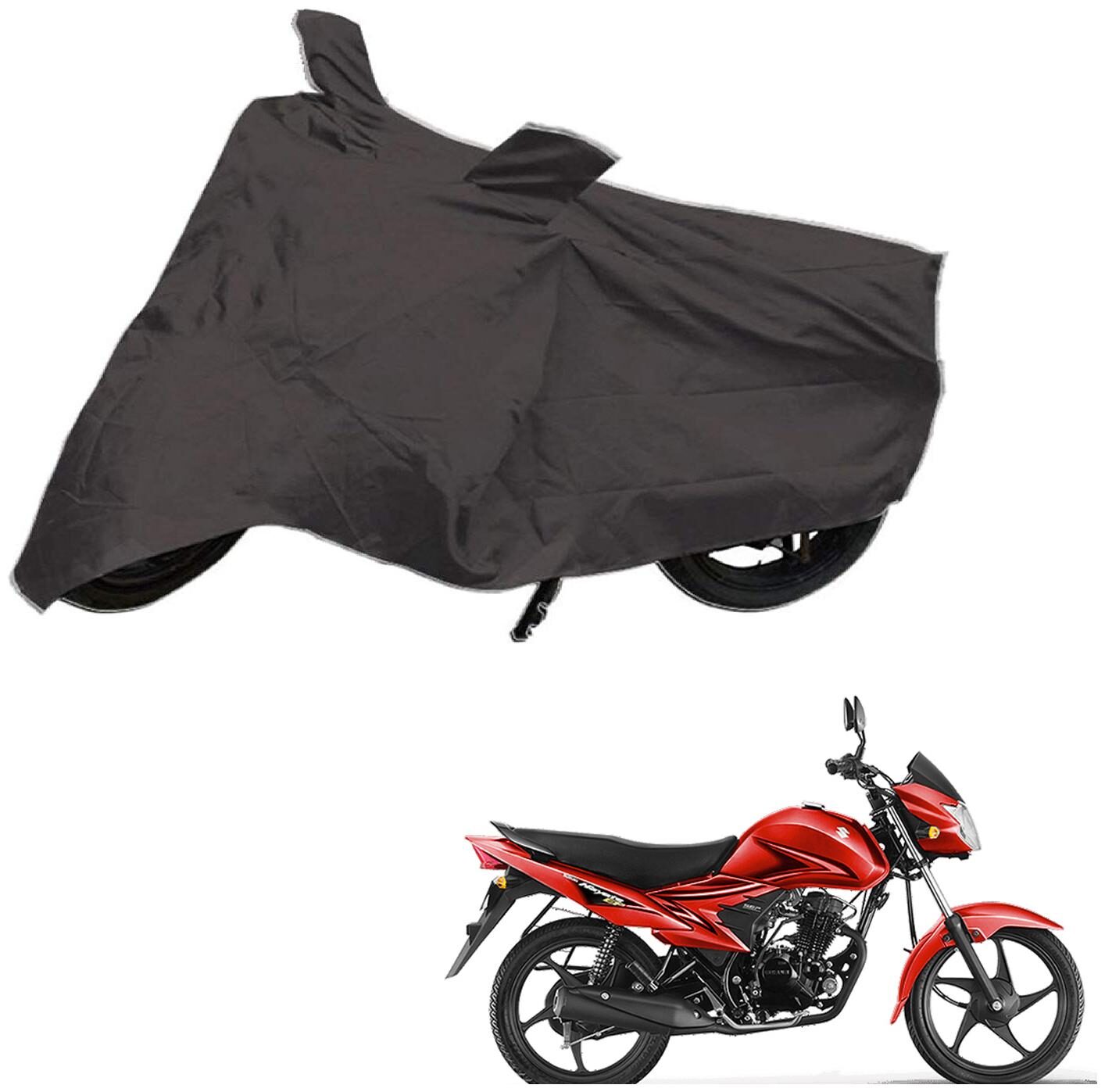 

AutoRetail Dust Proof Two Wheeler Polyster Cover for Suzuki Hayate (Mirror Pocket Grey Color)