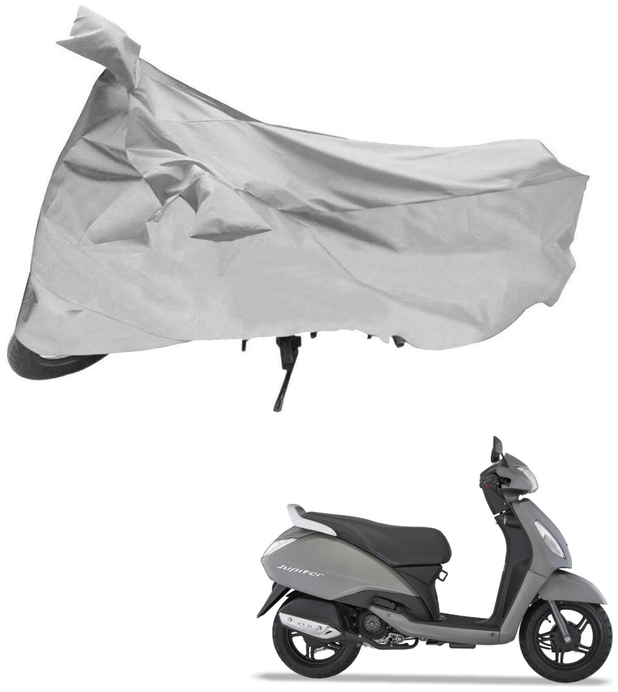 

AutoRetail Dust Proof Two Wheeler Polyster Cover for TVS Jupiter (Mirror Pocket Silver Color)