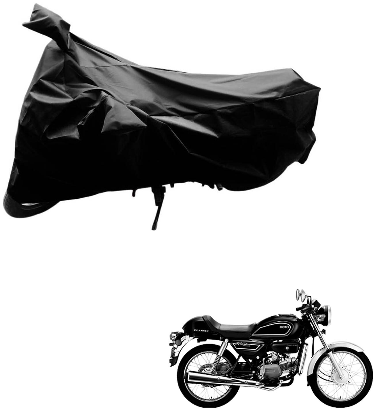 

AutoRetail Dust Proof Two Wheeler Polyster Cover for Hero Splendor Pro Classic (Mirror Pocket Black Color)