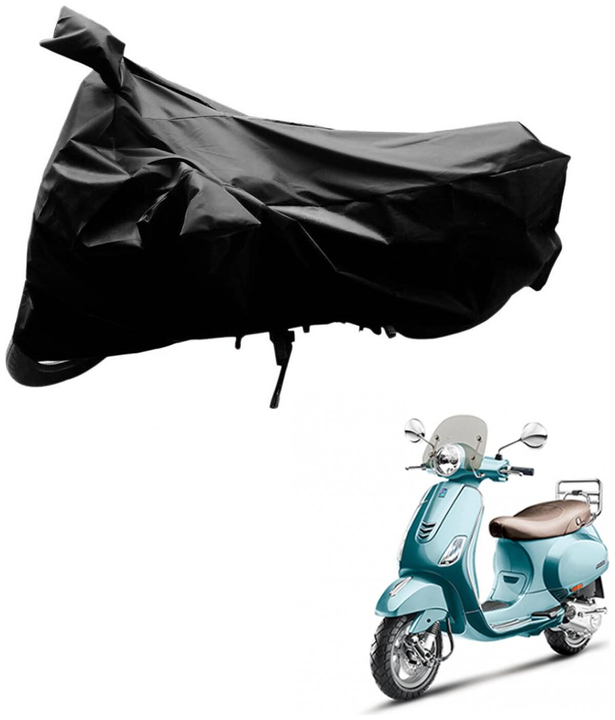 

AutoRetail Dust Proof Two Wheeler Polyster Cover for Piaggio Vespa VXl 150 (Mirror Pocket Black Color)