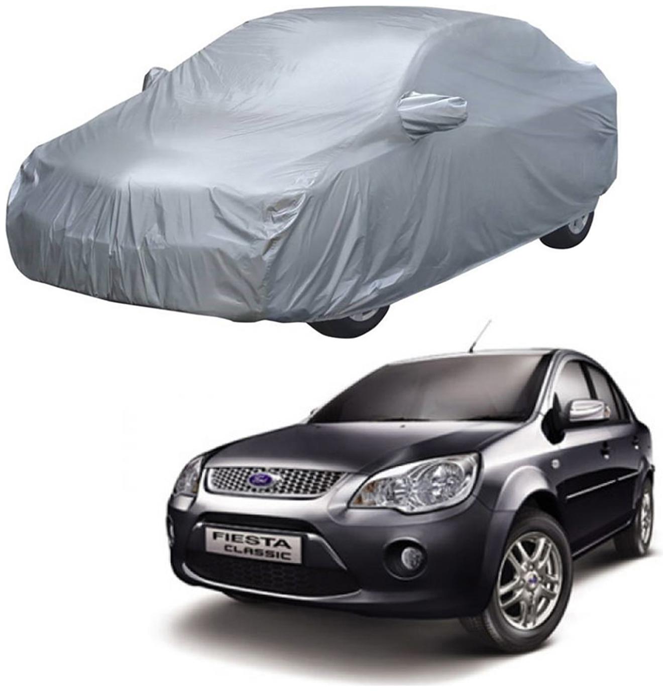 

AutoRetail Ford FIESTA Silver Matty Car Body Cover for 2011 Model (Mirror Pocket Triple Stiched)