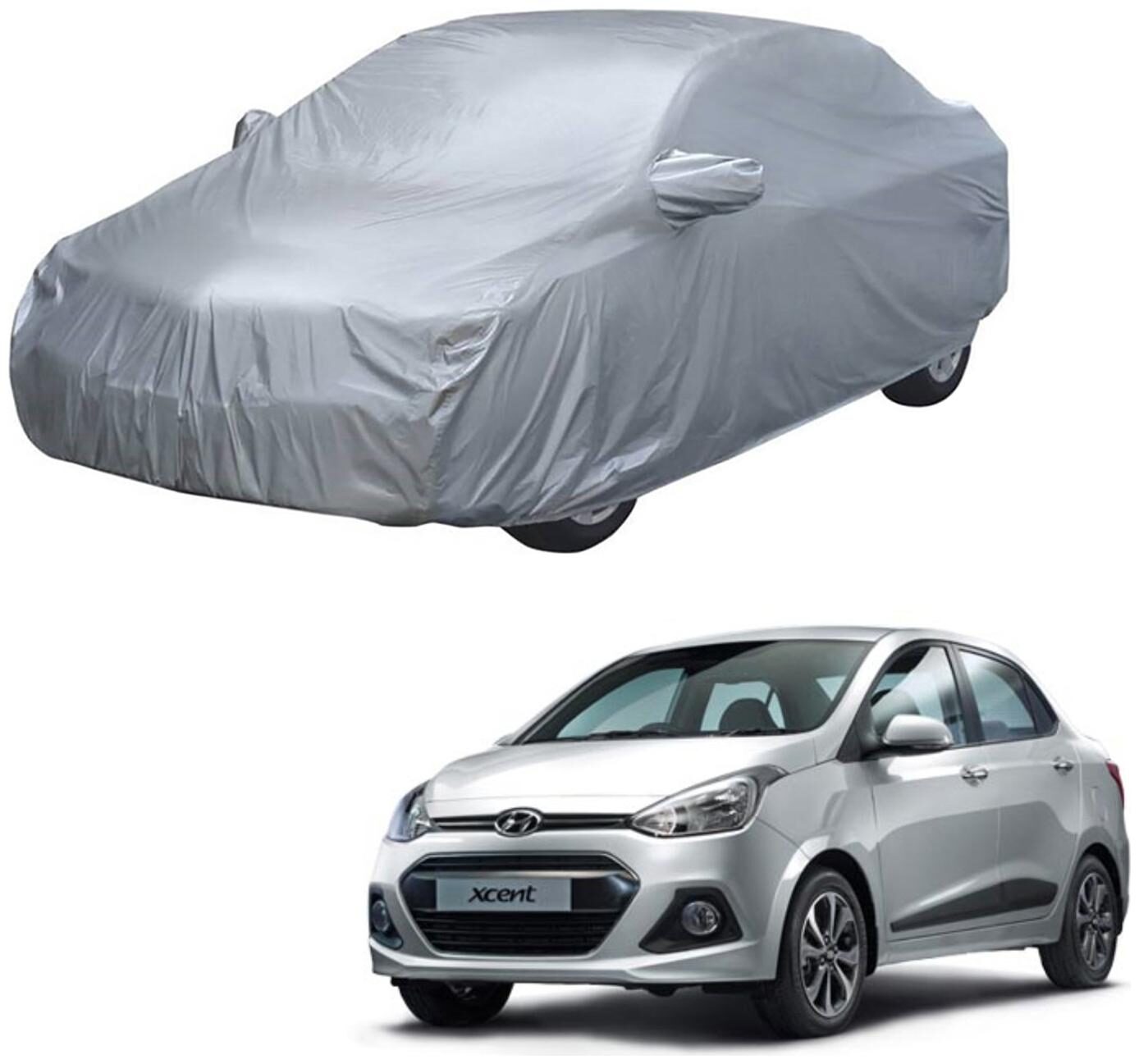 

AutoRetail Hyundai XCENT Silver Matty Car Body Cover for 2019 Model (Mirror Pocket Triple Stiched)