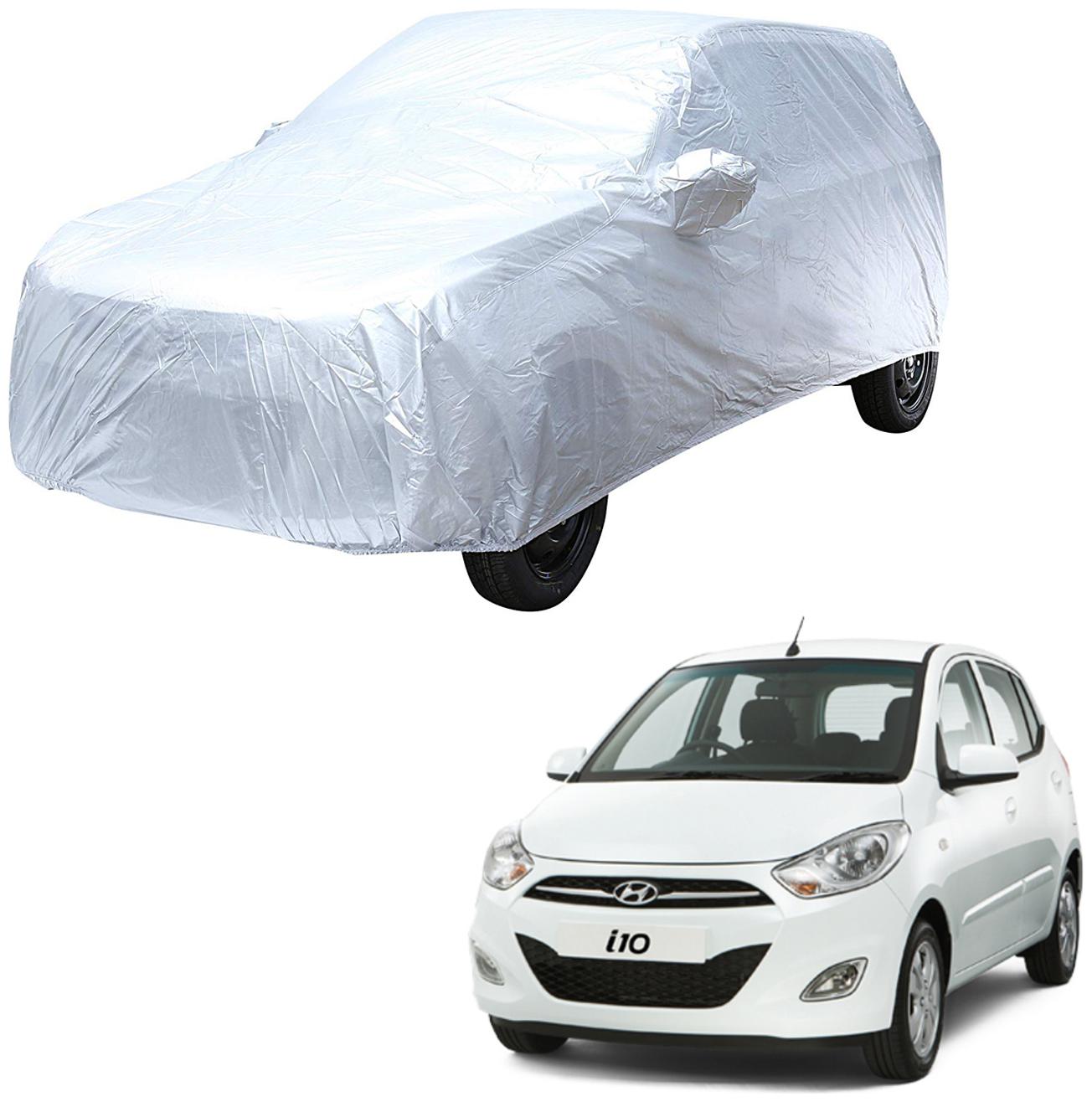 

AutoRetail Hyundai I10 Silver Matty Car Body Cover for 2017 Model (Mirror Pocket Triple Stiched)